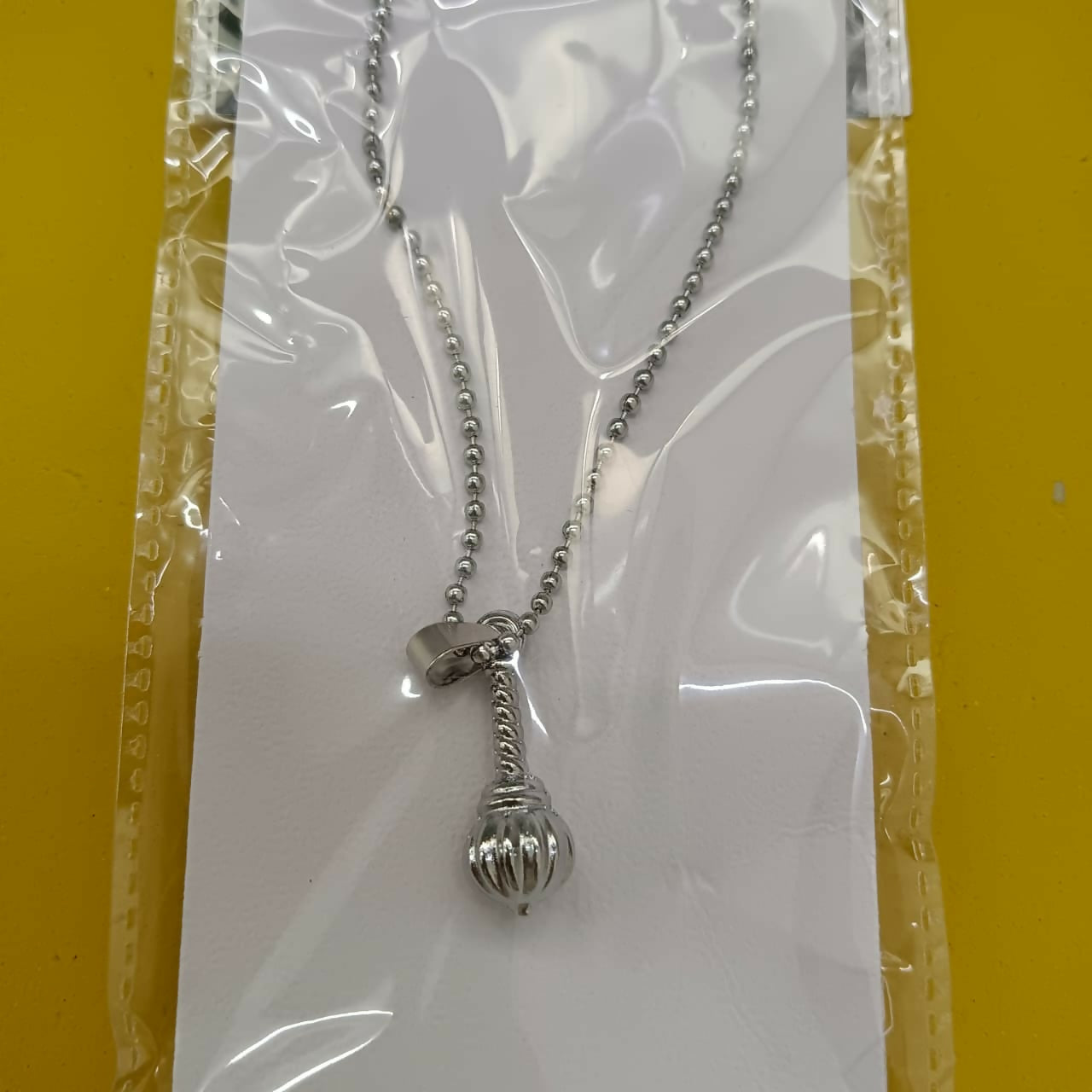 Hanuman Gada Silver Pendant with ball chain For Unisex