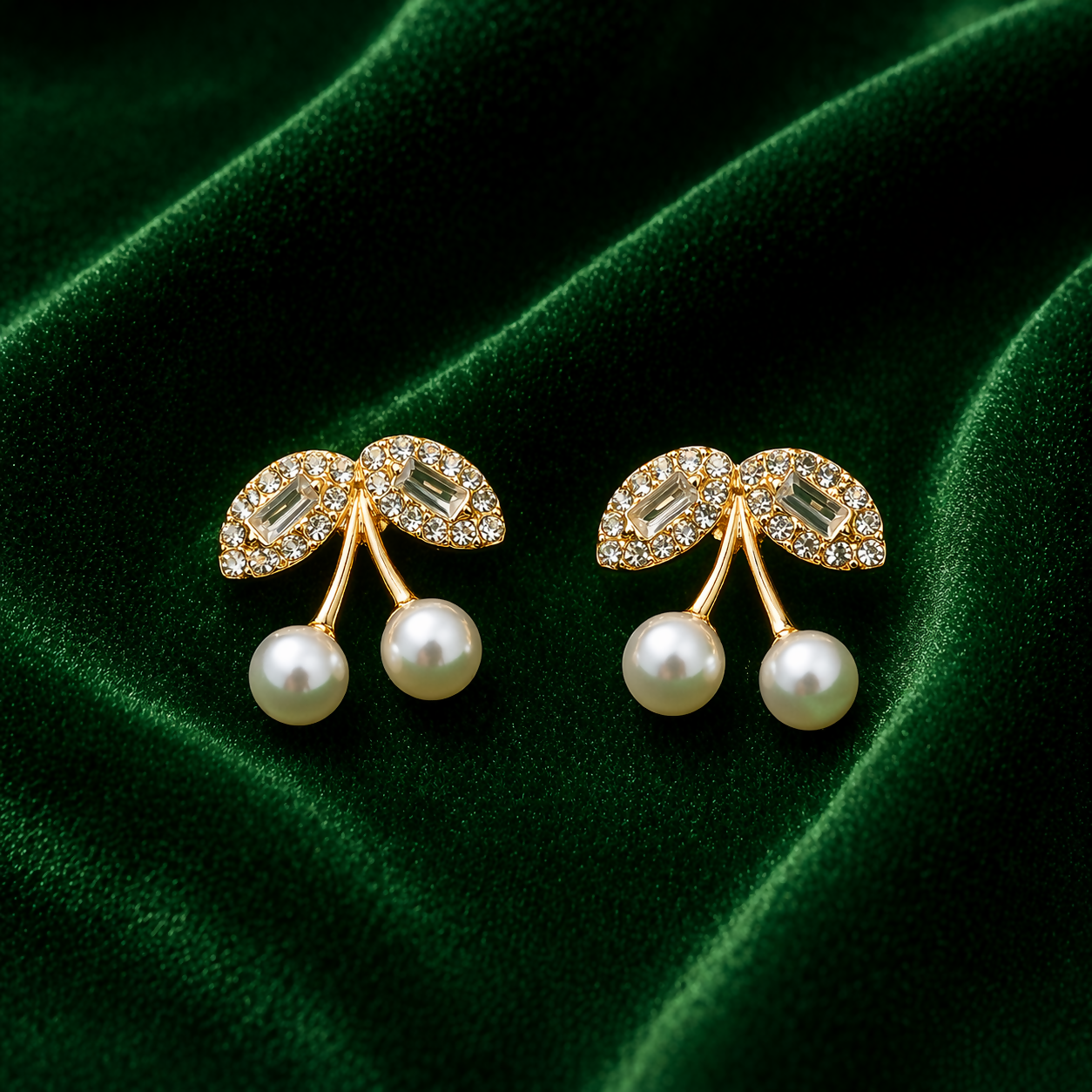 Elegant Cherry Pearl Drop Earrings – Timeless Korean Style Jewelry