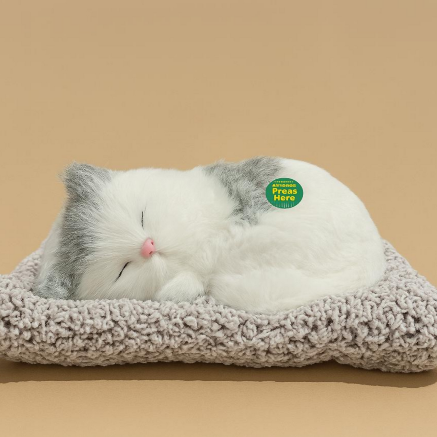 Premium Grey & White Sleeping Cat Dashboard Toy