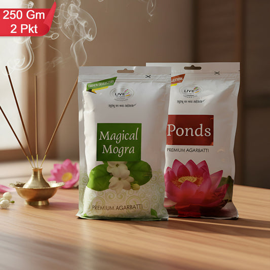 Premium Agarbatti Combo Magical Mogra & Ponds Fragrance (2 Packs of 250gm)