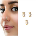 Gold Plated Cubic Zirconia Floral Nose Clip – Non-Pierced Combo Pack of 3
