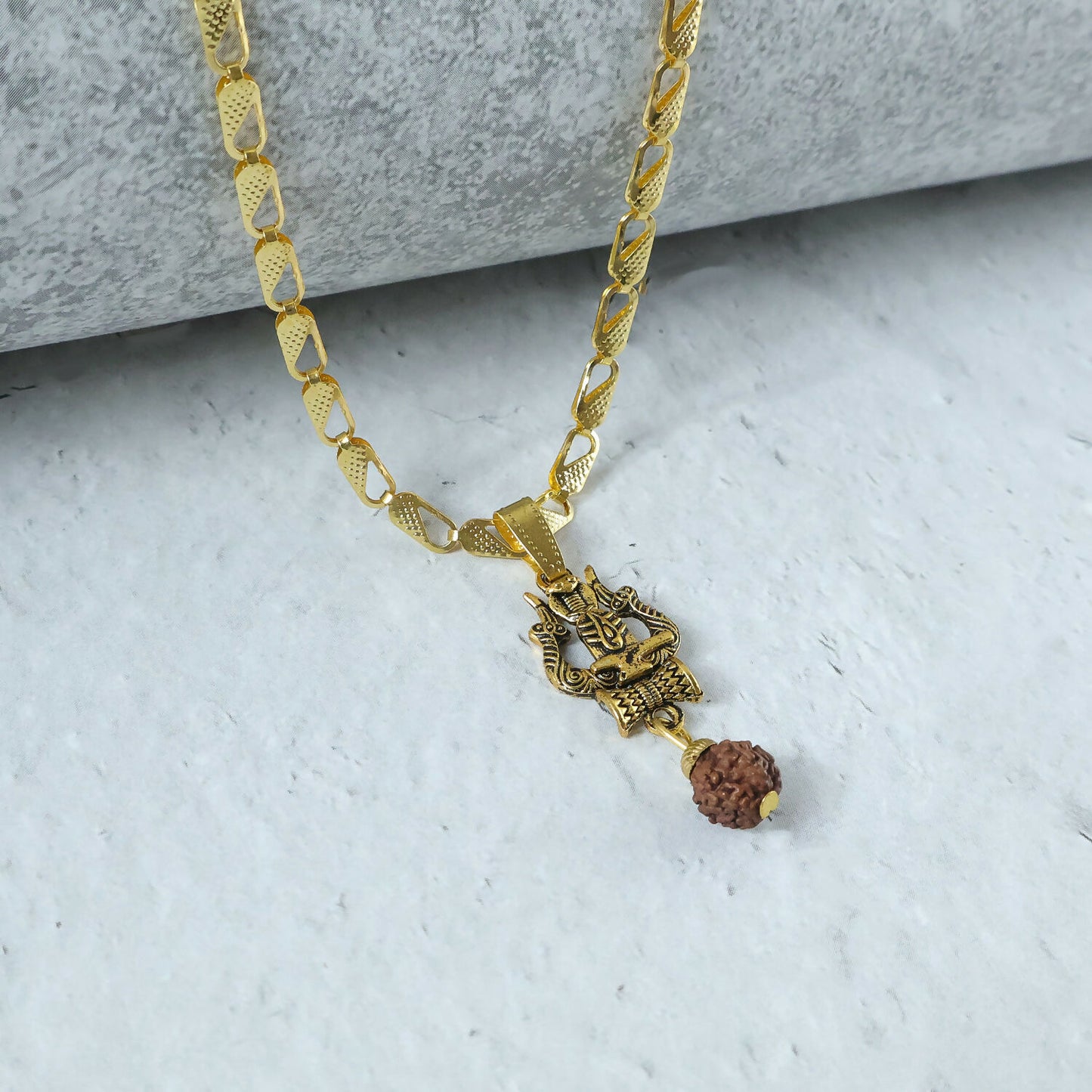 Trishul Shivling Chain Pendant Rudraksha Drop