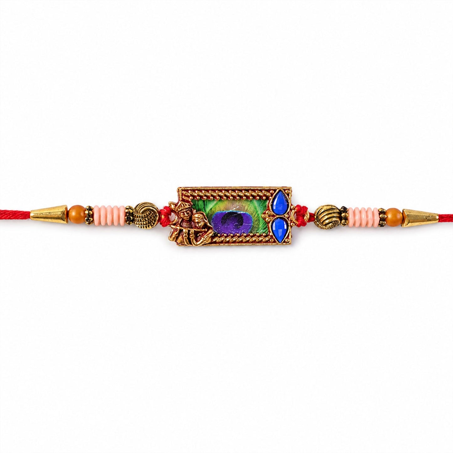 Radha Krishna Rakhi Mor Pankh Design for Brothers on Raksha Bandhan (10pcs)
