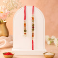Graceful Beaded Minimal Design Bhai Bhabhi Rakhi with Beads and Charm for Gifting