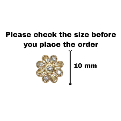 Gold Flower Stud Earrings with AD for women and girls