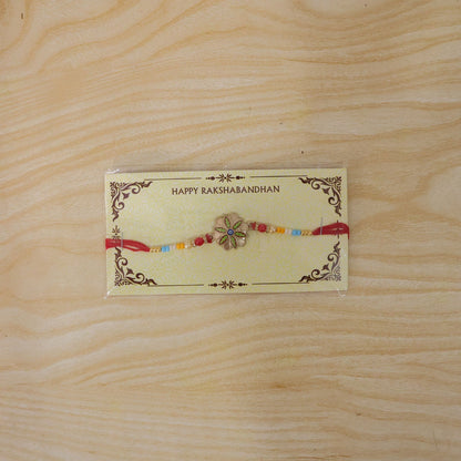 Rakhi for Brother Golden Meenakari Evil Eye with Beads (10pcs)