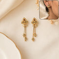 Gold-Plated Stone Dangle Earrings – Elegant Traditional Jewellery