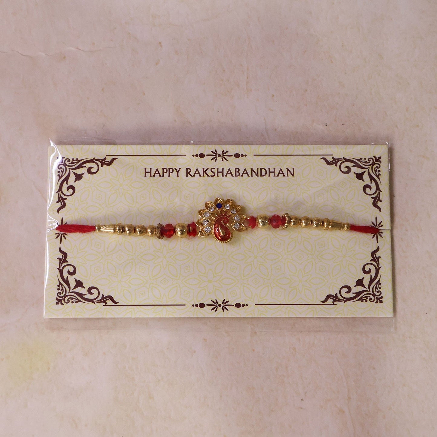 Peacock Motif Rakhi with Stone Beaded Festive Detail (10pcs)