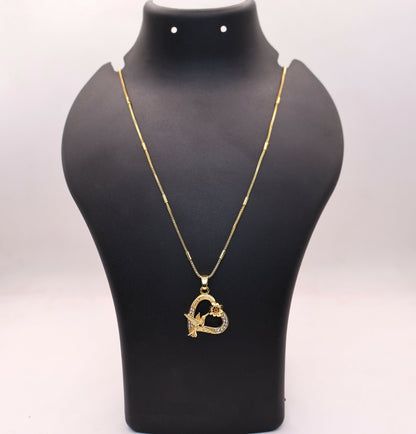 Gold pendant Heart Hummingbird Pendant Necklace