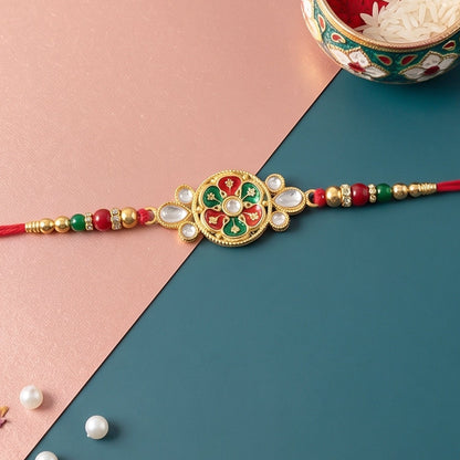Floral Cluster Stone Designer Rakhi for Brother (10pcs)
