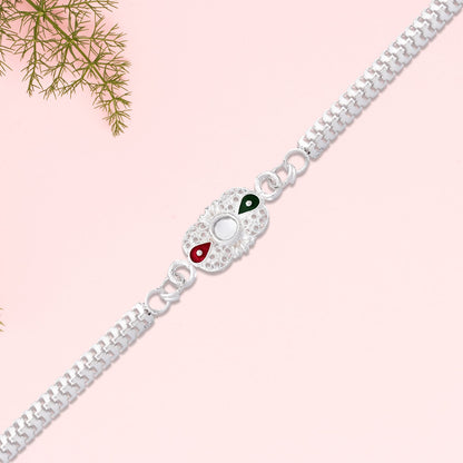 Silver Rakhi Enamel Mirror Stone Design for Brother (5pcs)