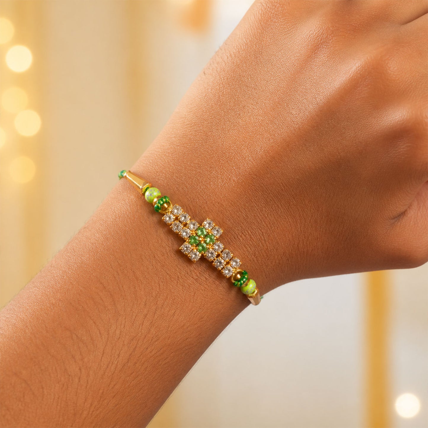 Cross Motif Stone Band Rakhi for Brother Gifting (Pack of 6)