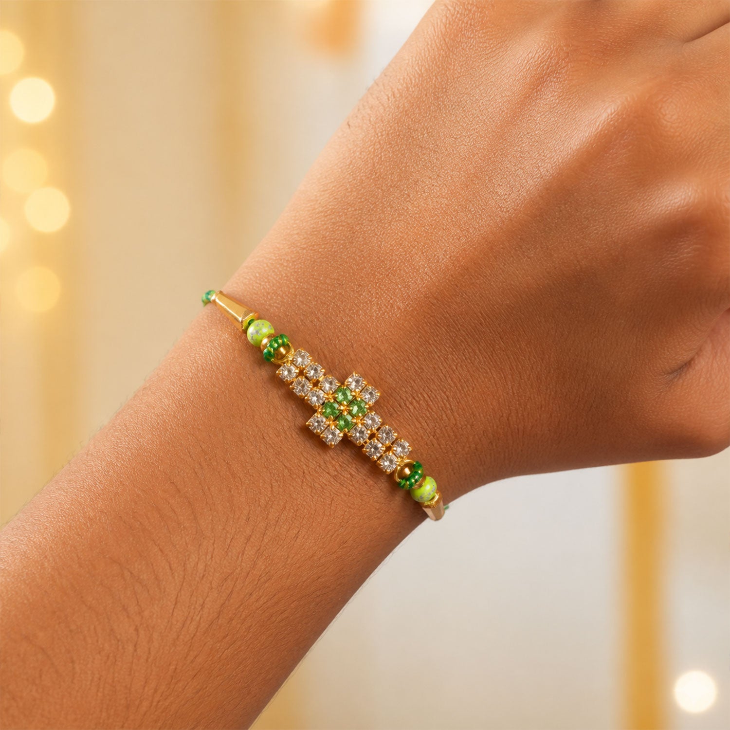 Cross Motif Stone Band Rakhi for Brother Gifting (Pack of 6)
