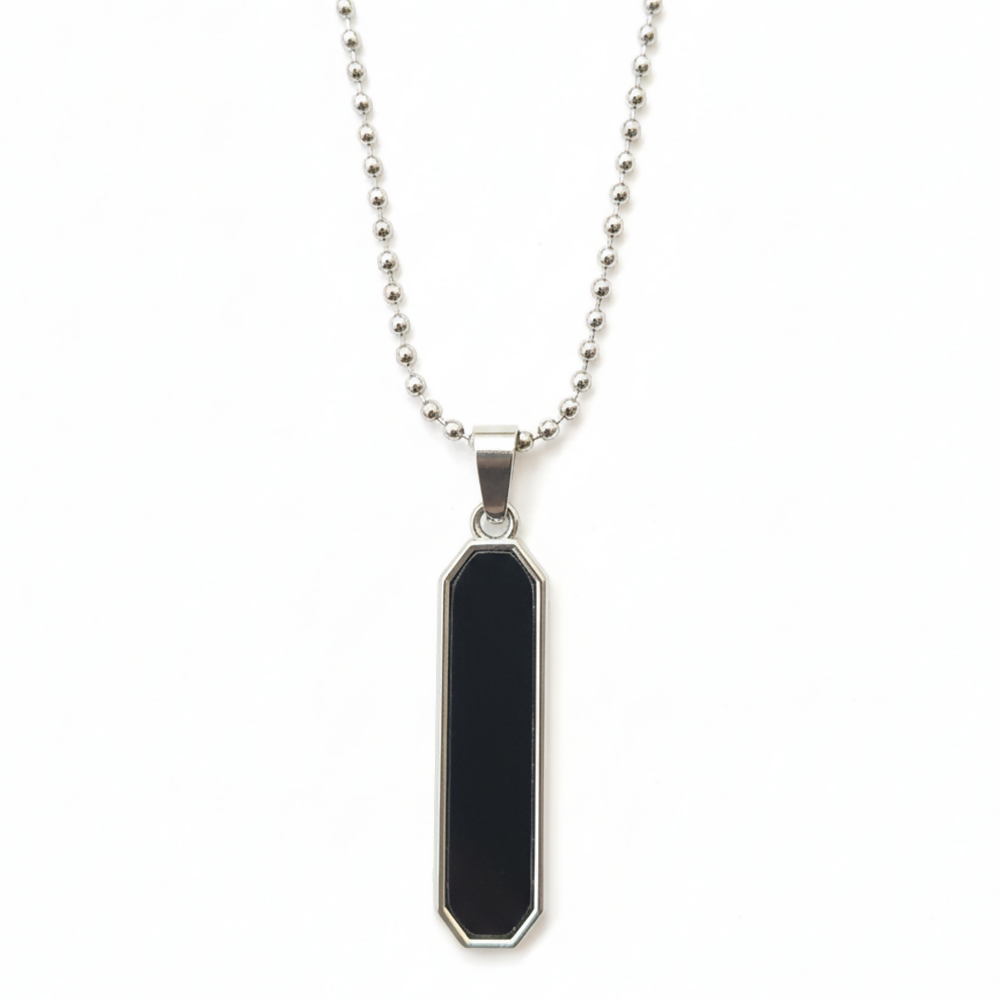 Minimalist Black Inlay Rectangular Pendant for Men