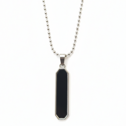 Minimalist Black Inlay Rectangular Pendant for Men