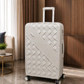 Beige Grey Premium Trolley Luggage with Spinner Wheels, Lock & Telescopic Handle