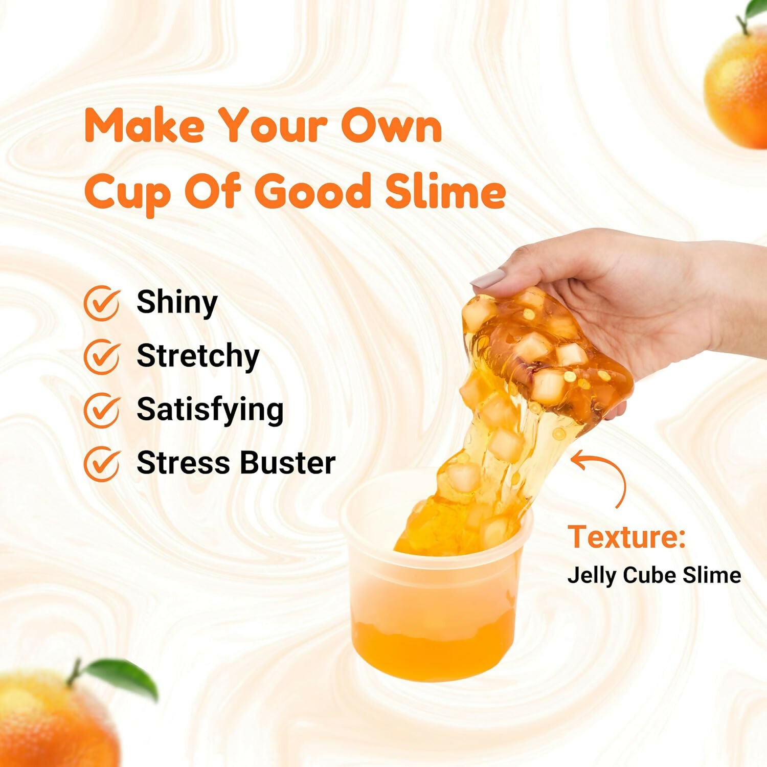 Orange Jelly Cube Slime Making Kit for Kids – DIY Tubbie Slime Kit with Activator