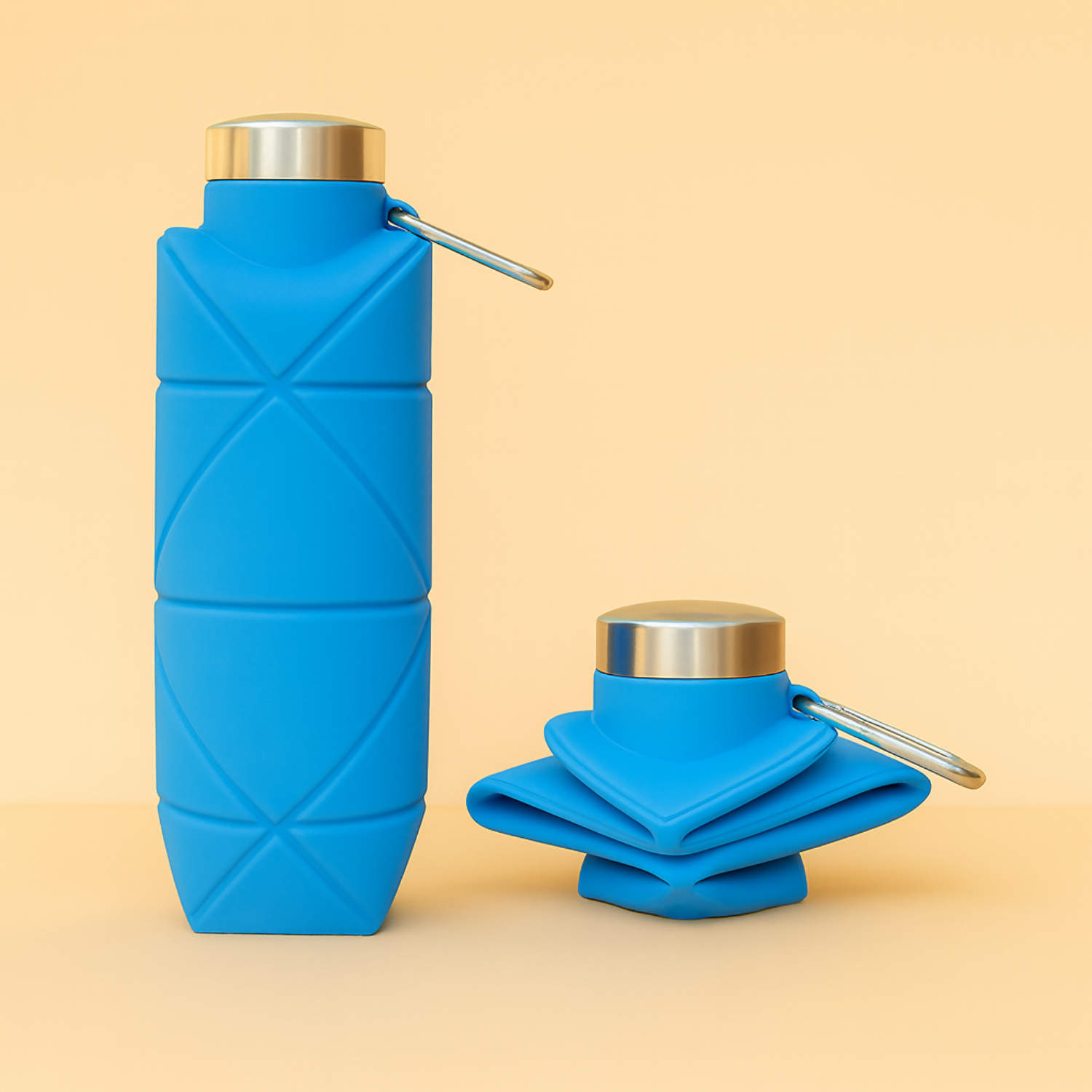Silicone Collapsible Water Bottle 600ml | BPA Free Travel Foldable Bottle