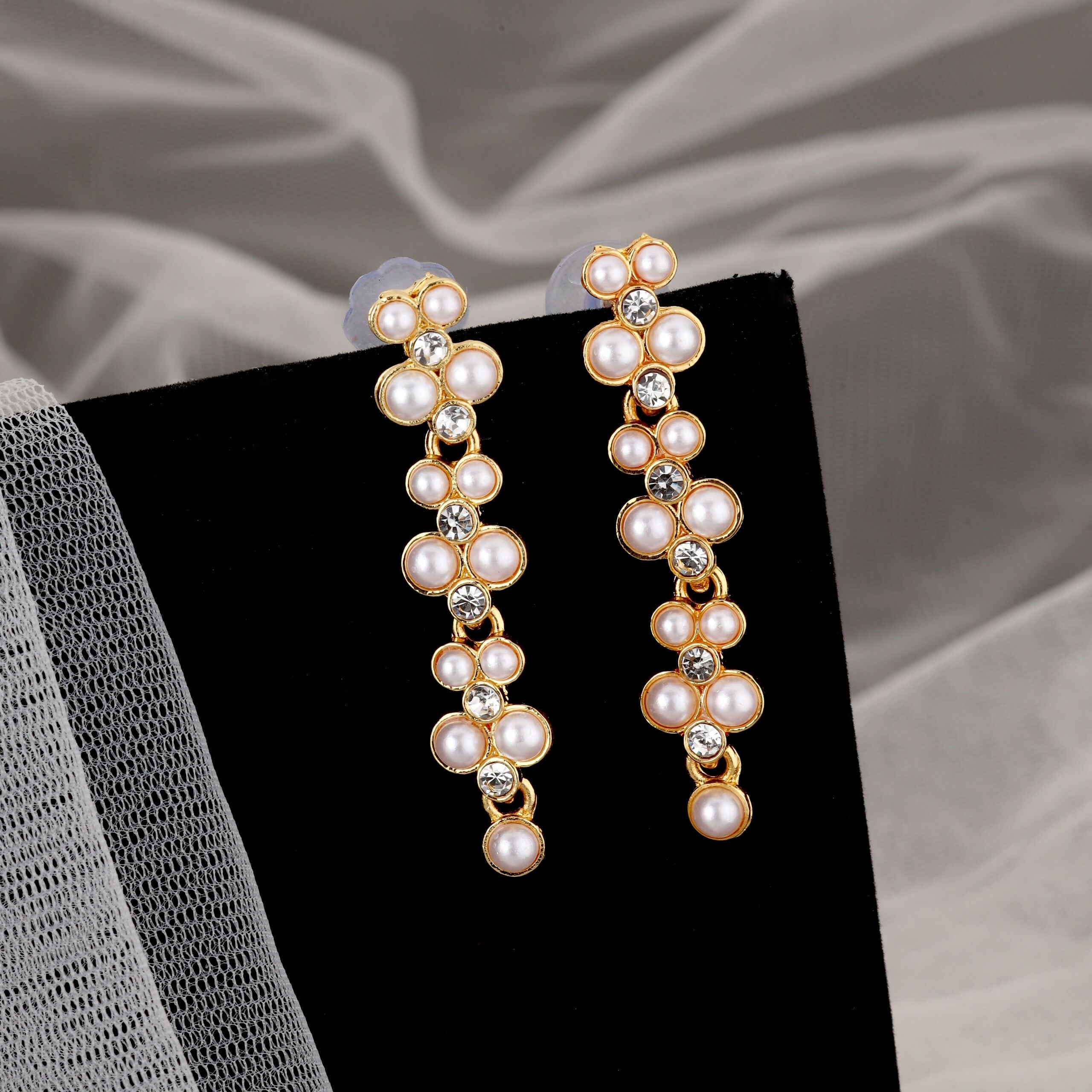 Rose Gold American Diamond Teardrop Necklace Set – Elegant Jewelry