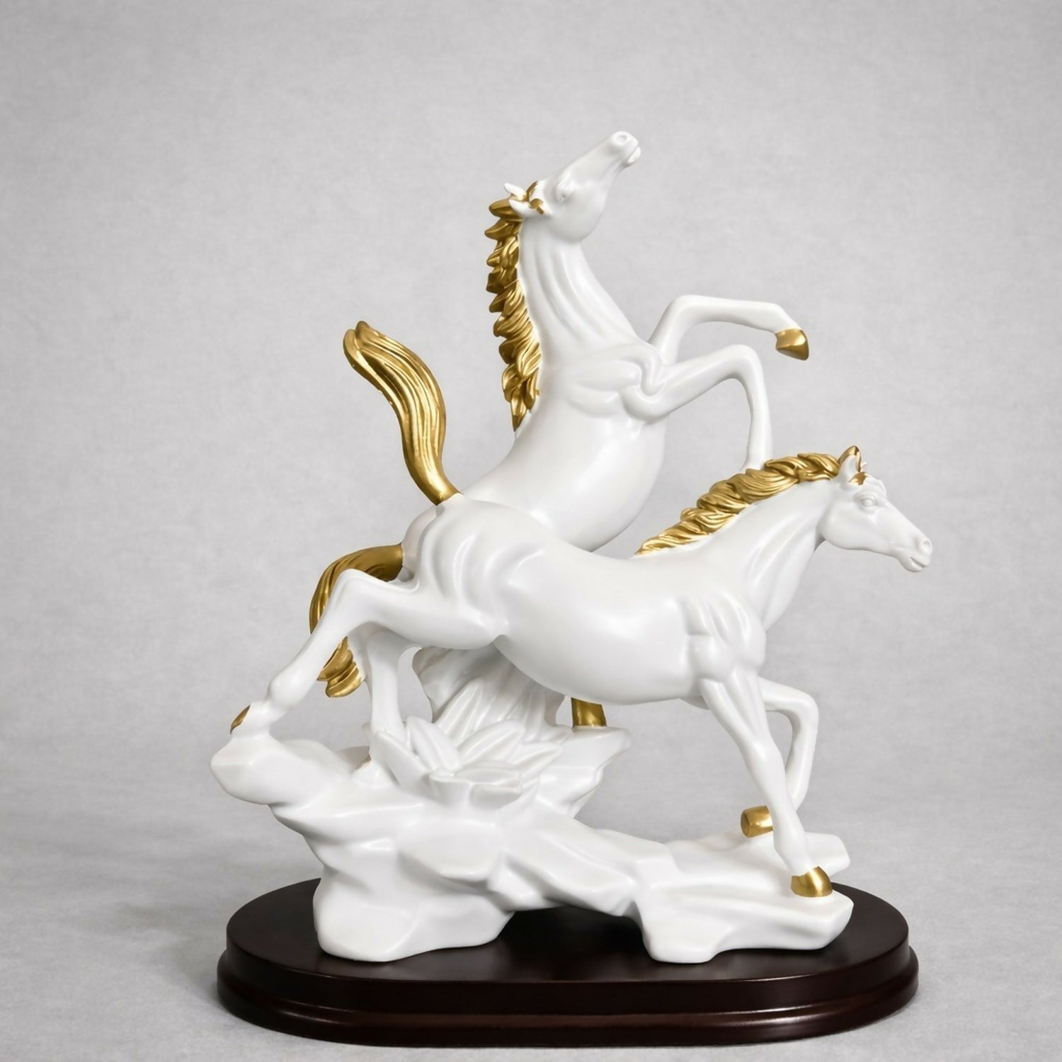 Running Horse Showpiece with Gold Accents for Home, Office & Living Room Decor