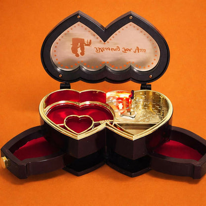 Heart Shaped Musical Jewelry Box with LED Light & Mirror | Romantic Gift Box