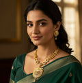 Antique Gold Plated Traditional Necklace Set with Earrings