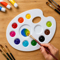 Big Oval Colour Mixing Plate 10 Well Paint Palette with Thumb Hole for Kids, Artists