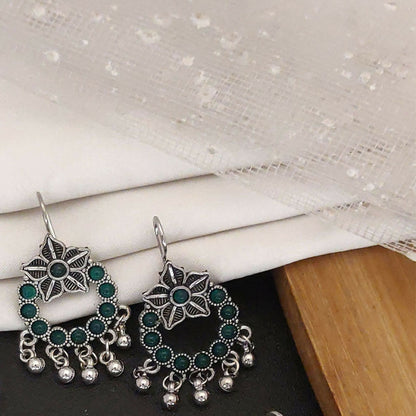 Set of trendy oxidized silver plated jhumka earrings for girls and women