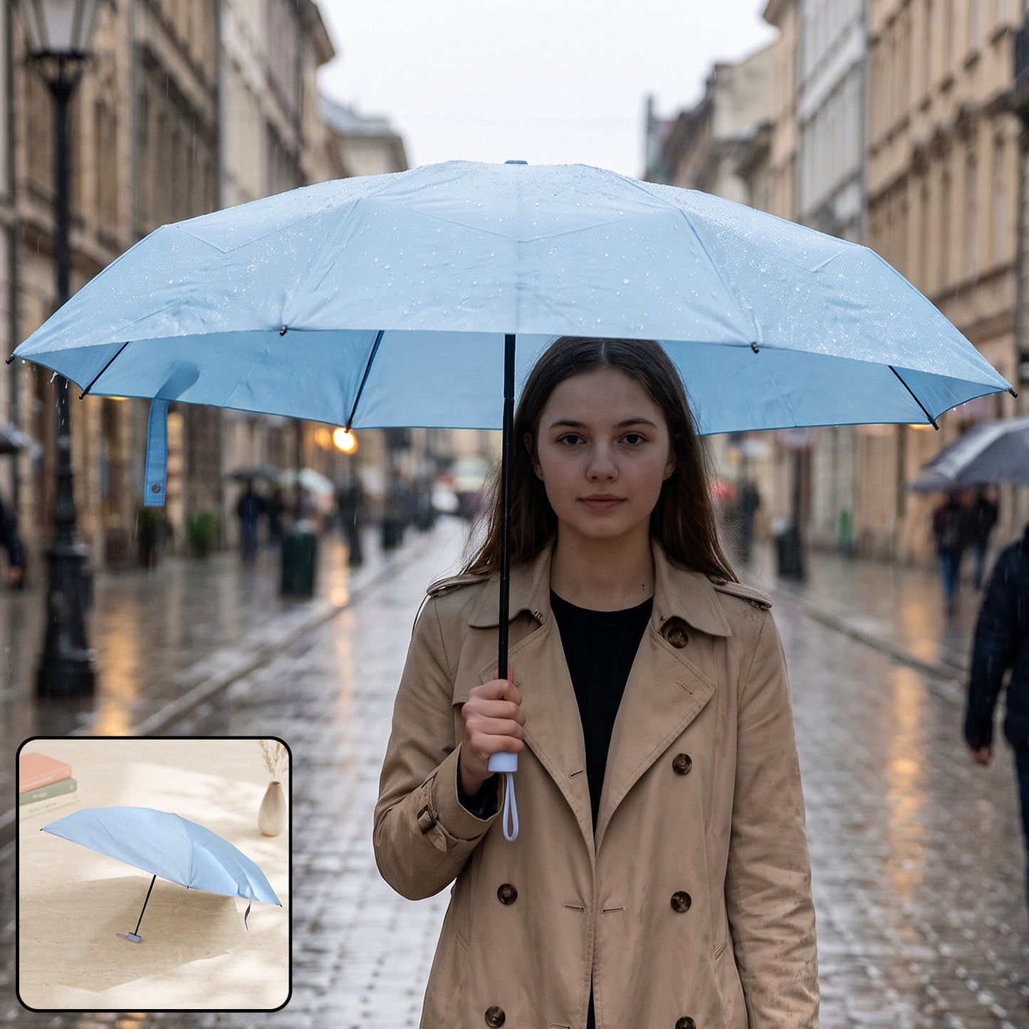 3 Fold Travel Umbrella Compact Foldable Sun and Rain Protection (1 Pc)