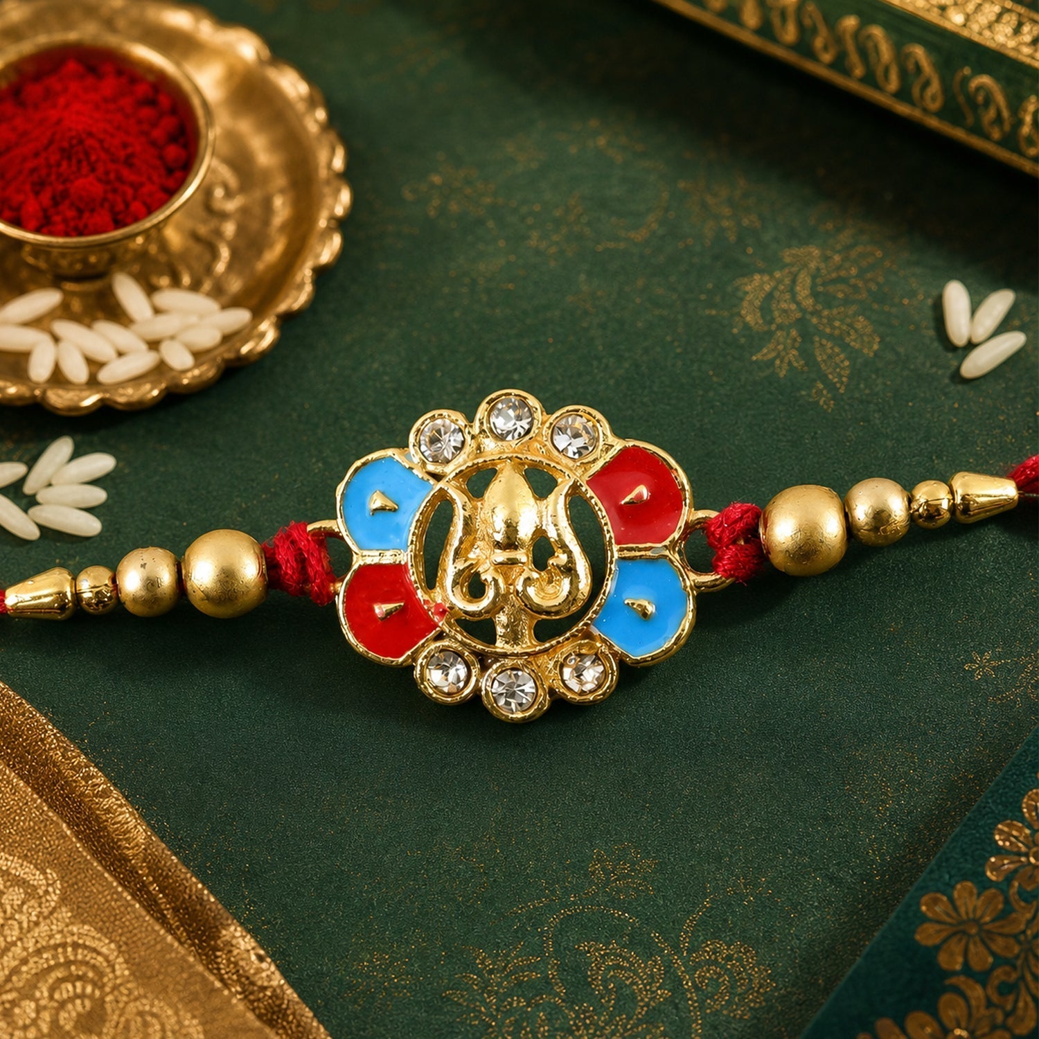 Traditional Trishul Rakhi with Decorative Beads for Brother (10pcs)
