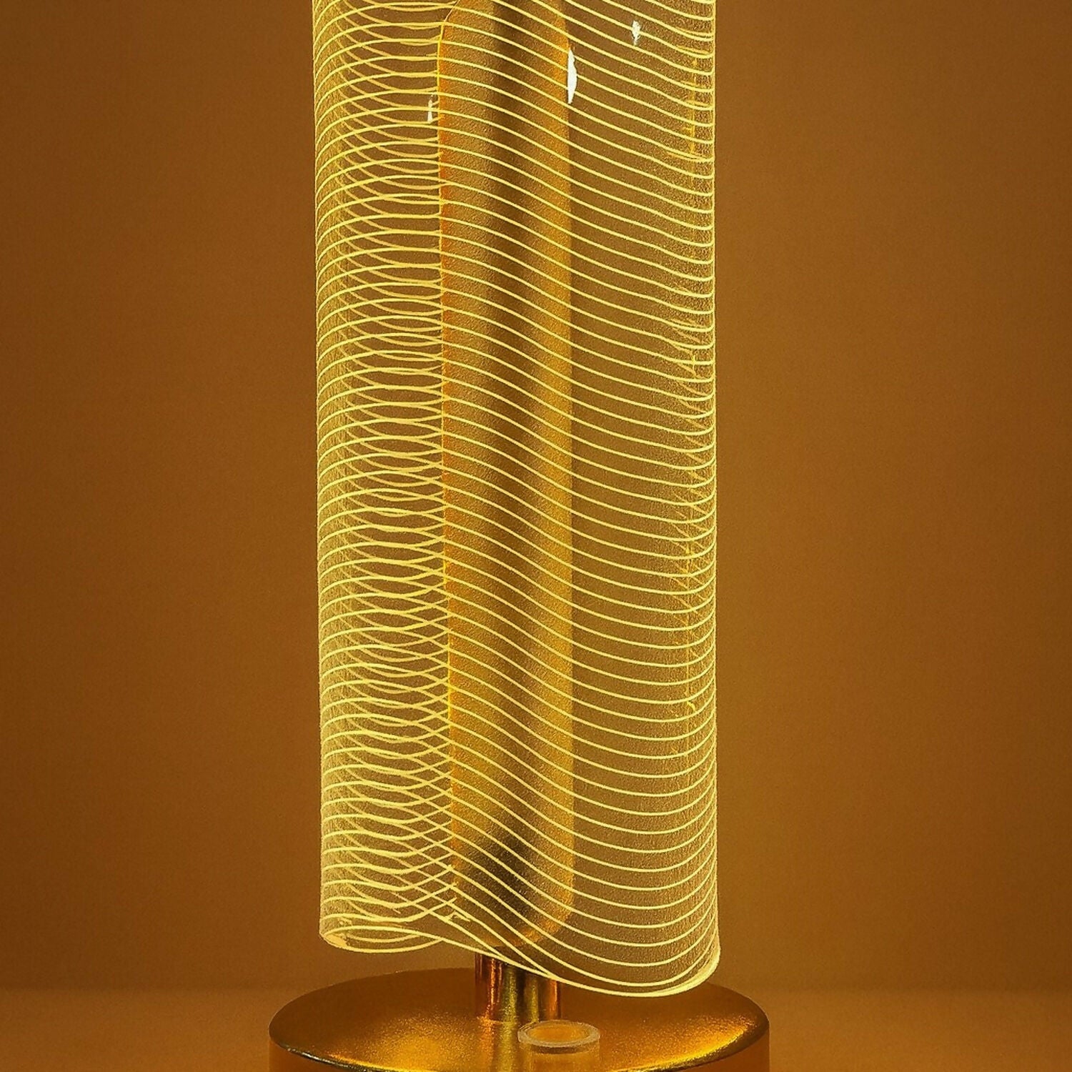 Luxury Wave Acrylic LED Table Lamp Golden for Bedroom & Living Room