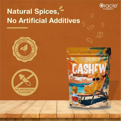 Oracle Peri Peri Cashew, Fiery Tangy Chilli Roasted Crunchy Healthy Kaju Snack 200g