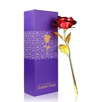 24K Gold Plated Artificial Rose for Gift | Premium Golden Red Rose with Luxury Gift Box for Anniversary, Birthday, Valentine, Wife, Girlfriend | Eternal Rose for Home Décor & Romantic Gifting