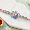 Premium Rakhi with Leaf Floral Charm, crystal accents and display look for Gift Use