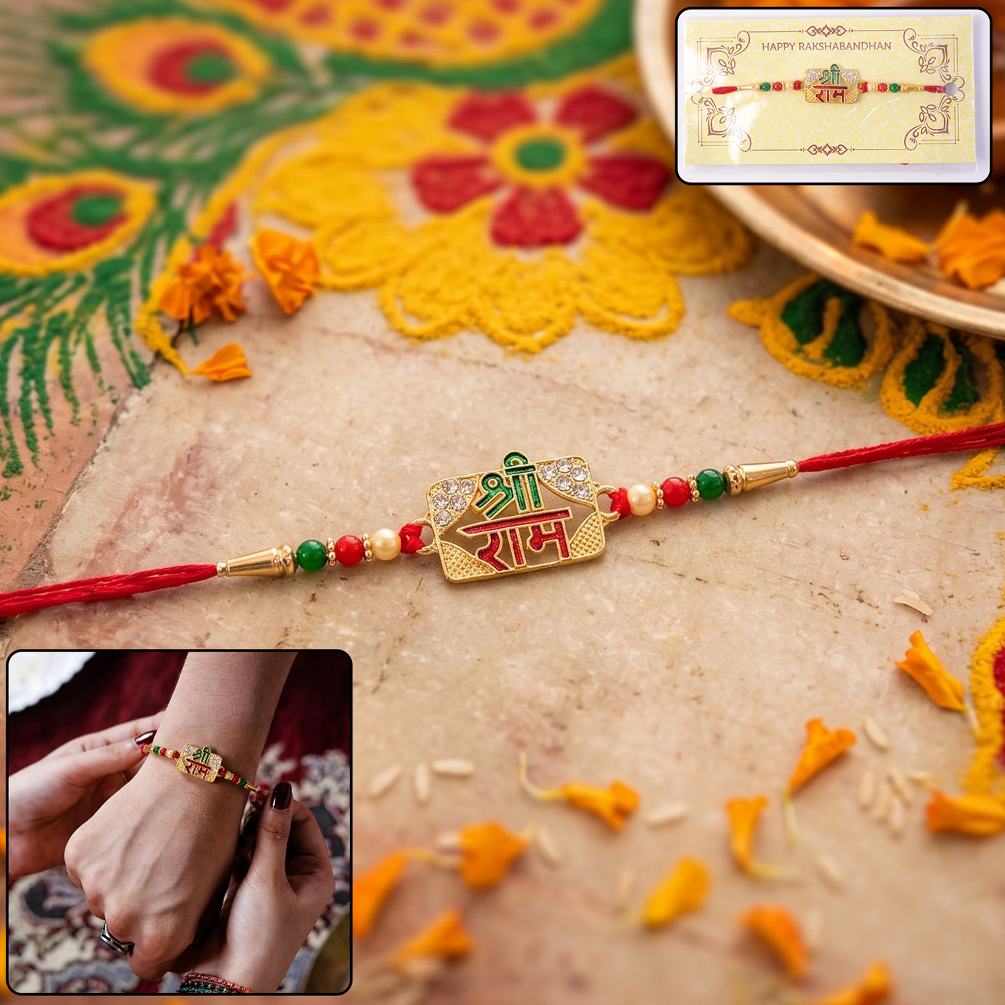 Shree Ram Rakhi Traditional Charm & Protective Symbol (5pcs)