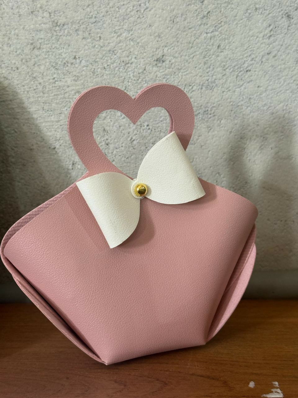 Pink Mini Handheld Bag for Women | Cute Heart Handle Casual & Gift Purse