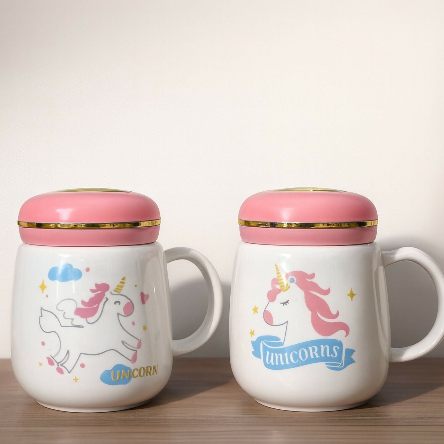 Unicorn Ceramic Mug with Pink Heart Lid | Cute Milk Coffee Mug for Girls (Design and colour may vary)