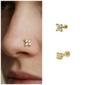 Gold Plated Flower Nosepin Stud – Elegant Flat Back Combo Pack