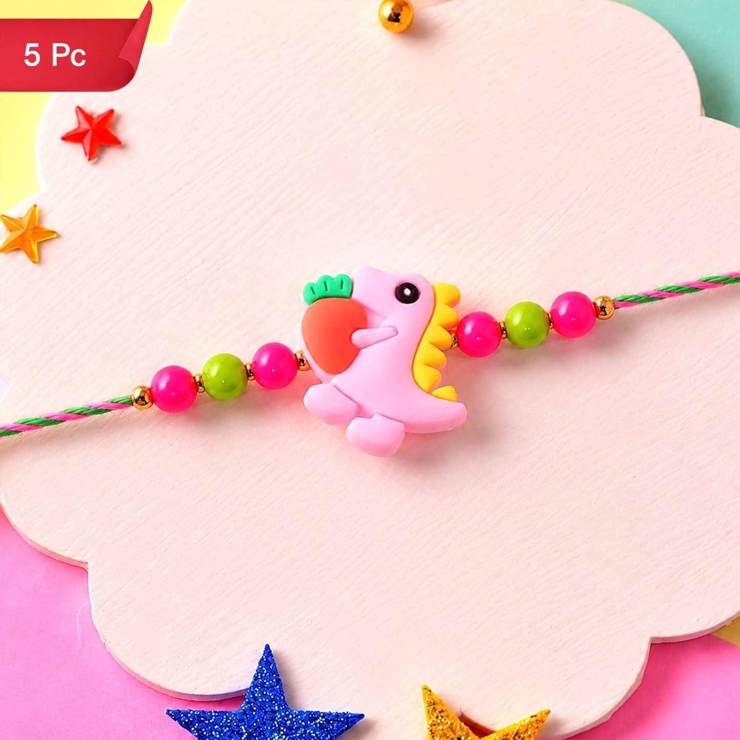 Seahorse Character Kids Beaded Thread Rakhi for Brother (5pcs)