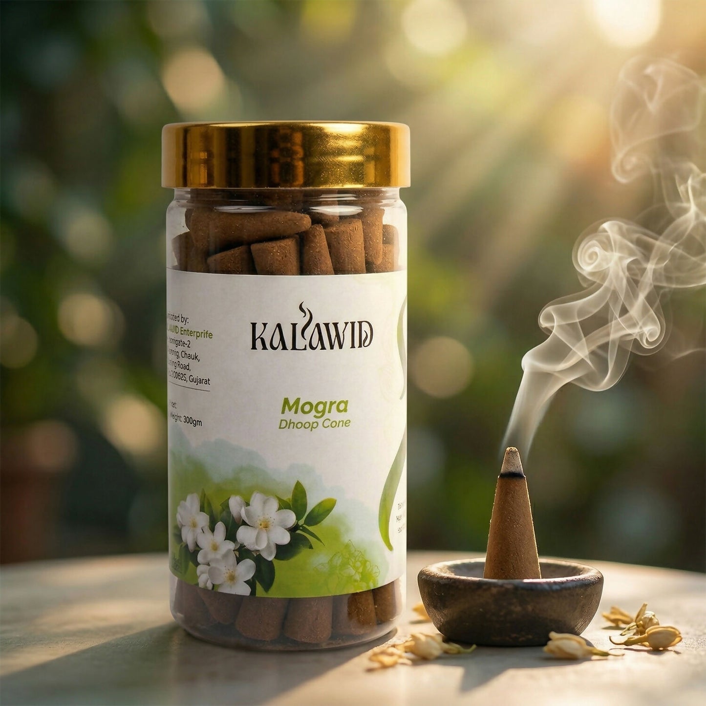 Mogra Dhoop Cone Fragrance Jar for Long Lasting Aroma & Spiritual Use (100 Gm)