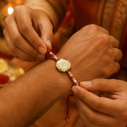 Om Charm Beaded Rakhi Raksha Bandhan Gift for Brother (5pcs)