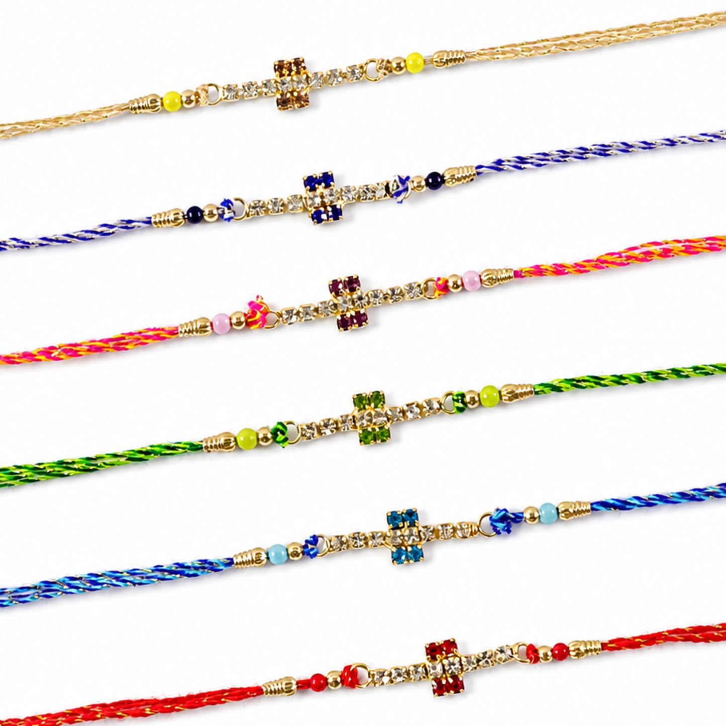 Petite Floral Stone Rakhi for Raksha Bandhan Gifting (Pack of 6)
