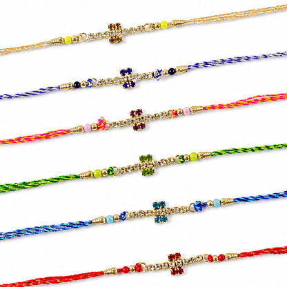 Petite Floral Stone Rakhi for Raksha Bandhan Gifting (Pack of 6)