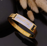 Sacred Harmony Gold & Silver Dual-Tone "Jay Shree Ram" Kada Bracelet for Men