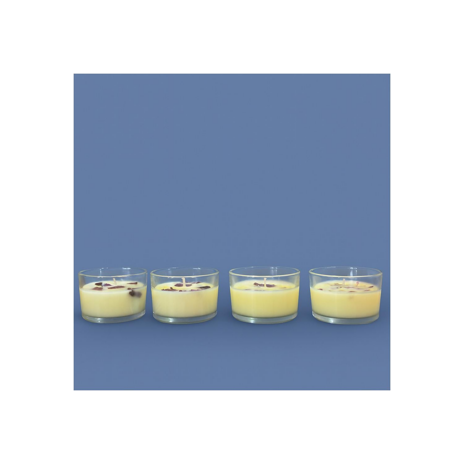 Set of 4 Scented Glass Jar Candles with Natural Dried Flower Petals – Decorative & Aromatherapy Wax Candles for Home Décor, Relaxation, Gifting & Spa (Multicolor)