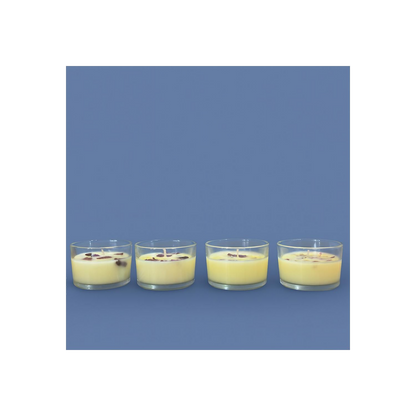 Set of 4 Scented Glass Jar Candles with Natural Dried Flower Petals – Decorative & Aromatherapy Wax Candles for Home Décor, Relaxation, Gifting & Spa (Multicolor)