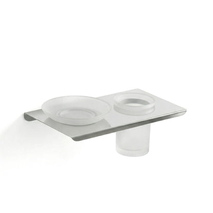 Premium Stainless Steel Wall Mounted Soap Dish with Toothbrush Holder Organizer