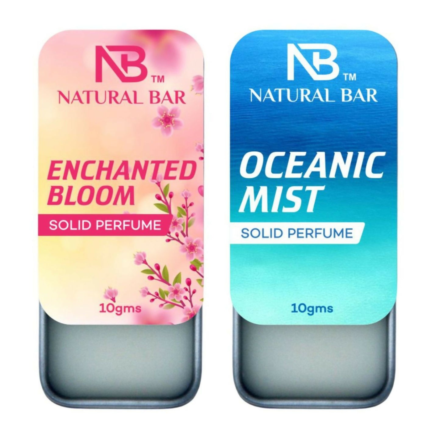 Natural Bar Enchanted Bloom And Oceanic Mist Solid Perfume combo | Alcohol Free Cologne for Men & Women | Strong & Lasting Fragrance | Gifting Set for Him & Her