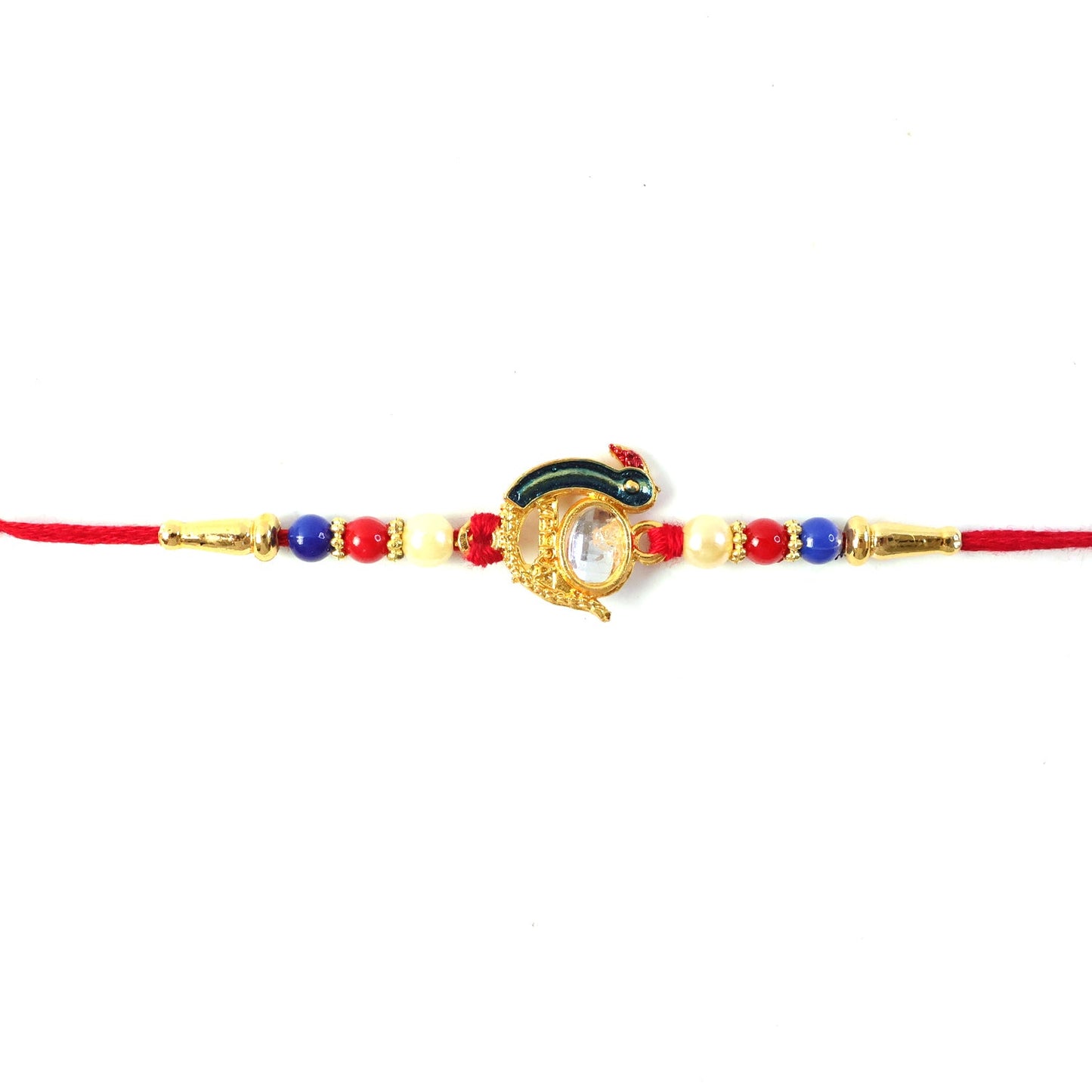 Elegant Stone Studs Rakhi Traditional Beaded Brother Gift (10pcs)