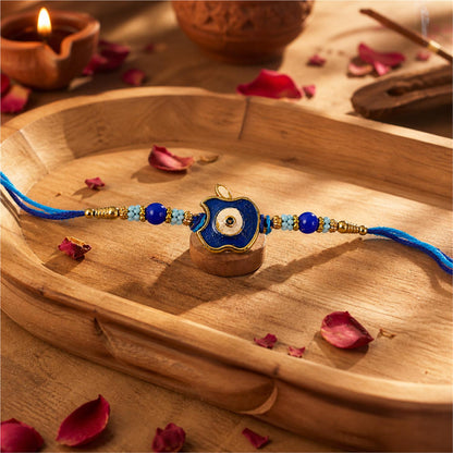 Apple Motif Evil Eye Enamel Blue Bead Traditional Rakhi